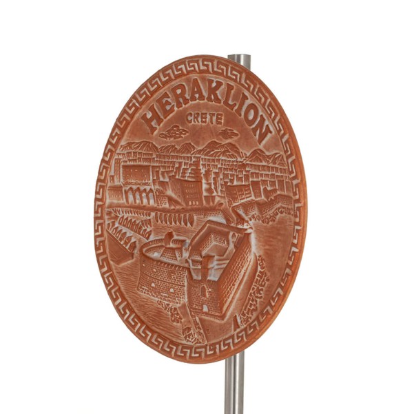 Hanging wall plate 18cm Heraklion, decorative with Handmade finish, wall-mounted