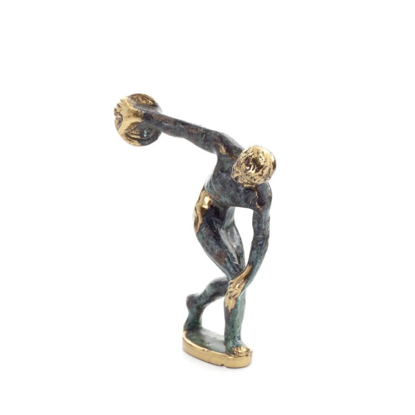 Discus Thrower of Myron: Young Athlete, Olympic Games Symbol 10cm Full Body Statue Bronze Ornament, Ancient Greece