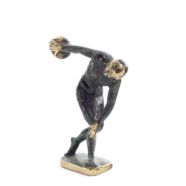 Discus Thrower of Myron: Ung idrottare, OS-symbol 13 cm helkroppsstaty bronsprydnad, antikens Grekland