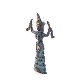 Snake Goddess, Fertility Goddess 11x75cm Full Body Statue Bronze Ornament, Minoan Civilization, Ancient Greece