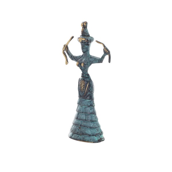 Snake Goddess, Fertility Goddess 19x10cm Full Body Statue Bronze Ornament, Minoan Civilization, Ancient Greece