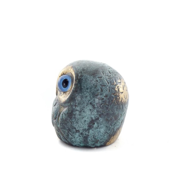 Owl or Glaucus: the sacred bird, symbol of wisdom, prudence, ball 3x3cm Full body statue Bronze decoration