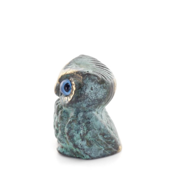 Owl or Glaucus: the sacred bird, symbol of wisdom, prudence, sculpture new 4x3cm Full body statue Bronze decorative