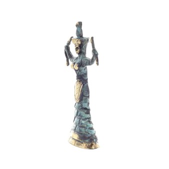 Snake Goddess, Fertility Goddess 19cm Bronze, Full Body Statue Bronze Ornament, Minoan Civilization, Ancient Greece