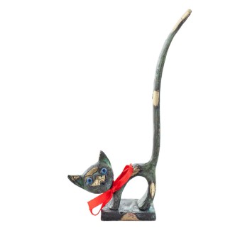 Cat, kitten: Symbol of femininity, eternity & hell thin with tail 16x7cm Full body statue Bronze decoration