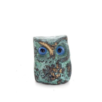 Uggla eller Glaucus: den heliga fågeln, symbol för visdom, försiktighet, mini 2,5x2cm helkroppsstaty Dekorativ brons