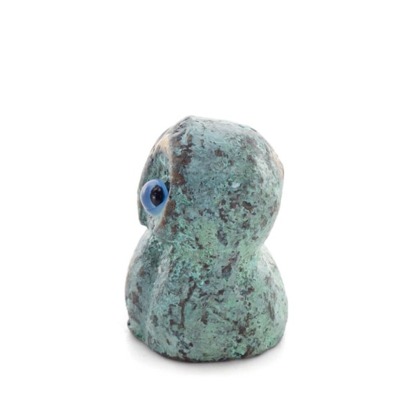 Uggla eller Glaucus: den heliga fågeln, symbol för visdom, försiktighet, mini 3x2,5 cm helkroppsstaty Bronsdekoration