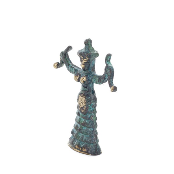 Snake Goddess, Fertility Goddess 8x6cm Full Body Statue Bronze Ornament, Ancient Greece