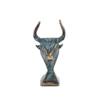 Minotaur: The Son of Queen Pasiphae, Bull Head, Bull Head 8cm Bust, Staty Brons Ornament, Minoan Era