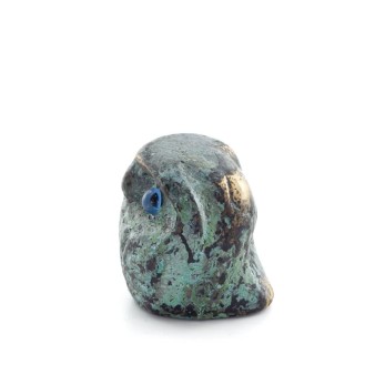 Owl or Glaucus: the sacred bird, symbol of wisdom, prudence, mini 2.5x2.7cm Full body statue Bronze decoration