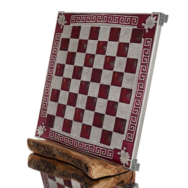 Chess board copper enamel 30x30cm meander acrokeramo, Chess, board game