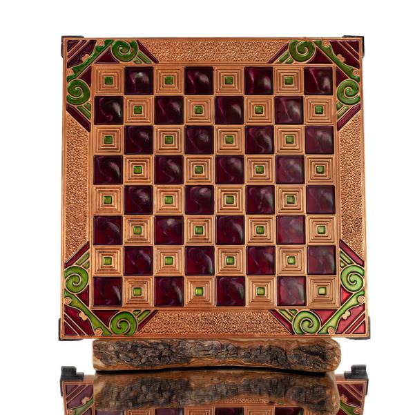 Bronze enamel chessboard 30x30cm Column, column, Chess, board game