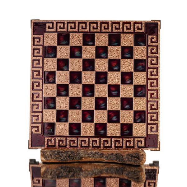 Chessboard copper enamel 30x30cm Meander, Chess, board game