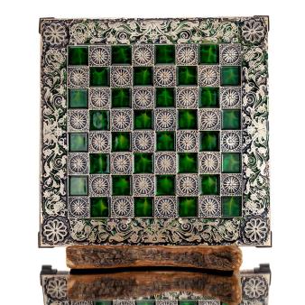 Bronze enamel chessboard 33x33cm Macedonian, Chess, board game