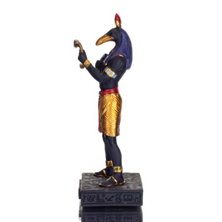 Thoth eller Thot, Toth: Guden av Månen och Visdomen, 8,5 cm Helfigursstaty i svart Veronese, egyptisk kultur.