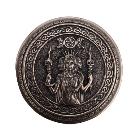 HECATE GODDESS OF CHTHONIC ROUND TRINKET BOX 9,5cm Veronese Electrolytic Bronze