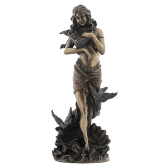 Aphrodite with pigeons: The Goddess of Love and Beauty Veronese Bronze Electrolytic Full Body Statue, Ancient Greece 28cm Box.8