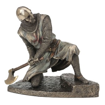Riddare på knä i försvarsställning 20x17,5 cm Helkroppsstaty med Veronese Bronze Elektrolys