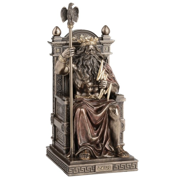 Zeus or Zeus: The God of Heaven with Lightning Bolt Full Body Veronese Bronze Finish 27x14cm Box.8
