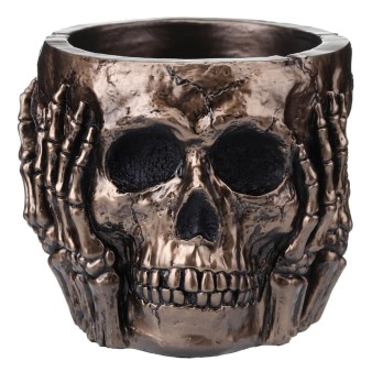 SEE HEAR SPEAK NO EVIL SKULL PEN HOLDER 19x19cm Box.24